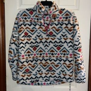 Eddie Bauer-M-Aztec print-1/4 zip,long sleeve, pull over, fleece, Teddy jacket.